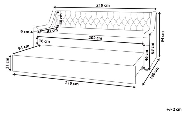 Rozkládací postel Umělý samet MONTARGIS 90 x 200 cm Námořnická modrá