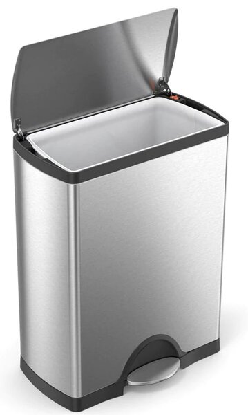 Pedálový odpadkový koš Simplehuman – 50 l, obdélníkový, matná ocel, FPP