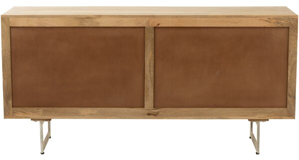 -25 % Dny MOMENTI– Dřevěná komoda J-line Weav 170 x 45 cm s ratanovým výpletem