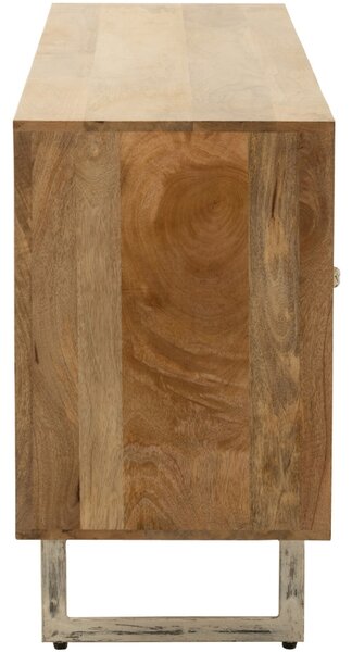 -25 % Dny MOMENTI– Dřevěná komoda J-line Weav 170 x 45 cm s ratanovým výpletem