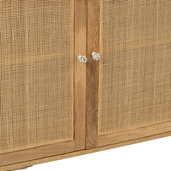 -25 % Dny MOMENTI– Dřevěná komoda J-line Weav 170 x 45 cm s ratanovým výpletem