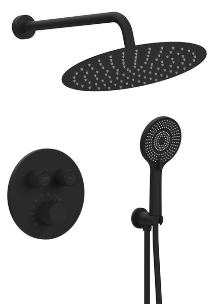 Sapho Sapho, SMART SELECT podomítková termostatická sprchová souprava, 2 výstupy, vystoupení, černá mat, RP032B-01