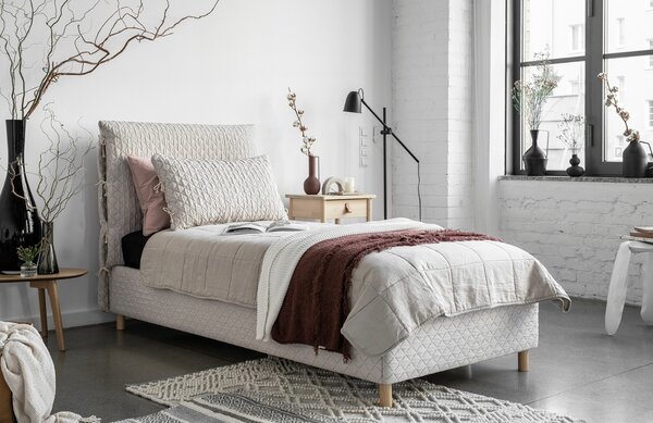 -25 % Dny MOMENTI– Béžová čalouněná jednolůžková postel Miuform Sleepy Luna 90 x 200 cm