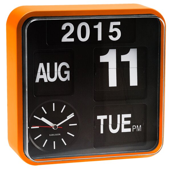 KARLSSON Nástěnné hodiny Mini Flip oranžové 24,5 × 24,5 × 10 cm