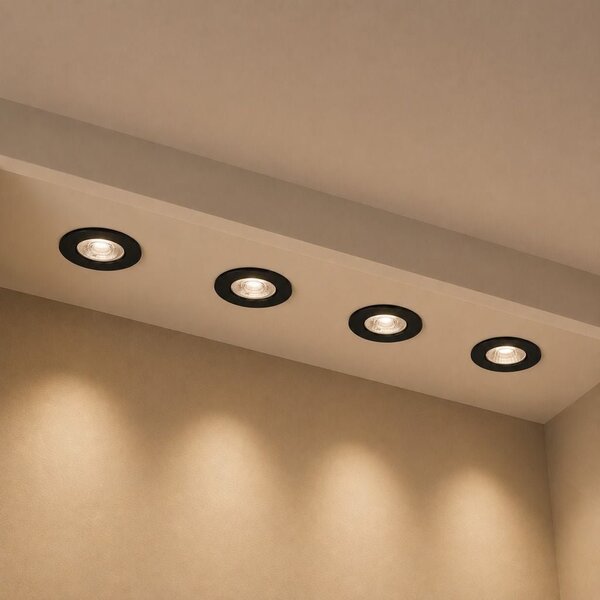 BRILO 7998-045 LED vestavná svítidla, pr.9 cm, 4x LED, 4,9 W, 480 lm, matná černá - BRILO