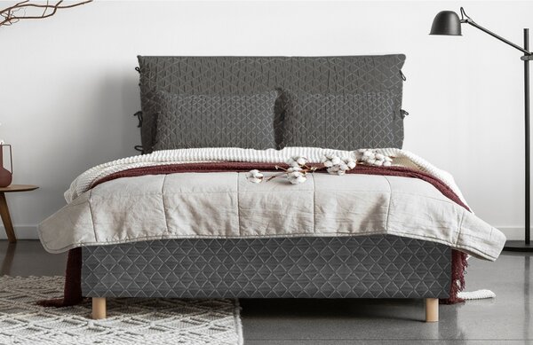 -25 % Dny MOMENTI– Šedá čalouněná dvoulůžková postel Miuform Sleepy Luna 160 x 200 cm