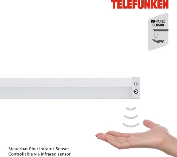 TF 202904TF TELEFUNKEN svítidlo pod skříňku s čidlem, 50 cm, 9 W, 700 lm, stříbrná - BRILONER