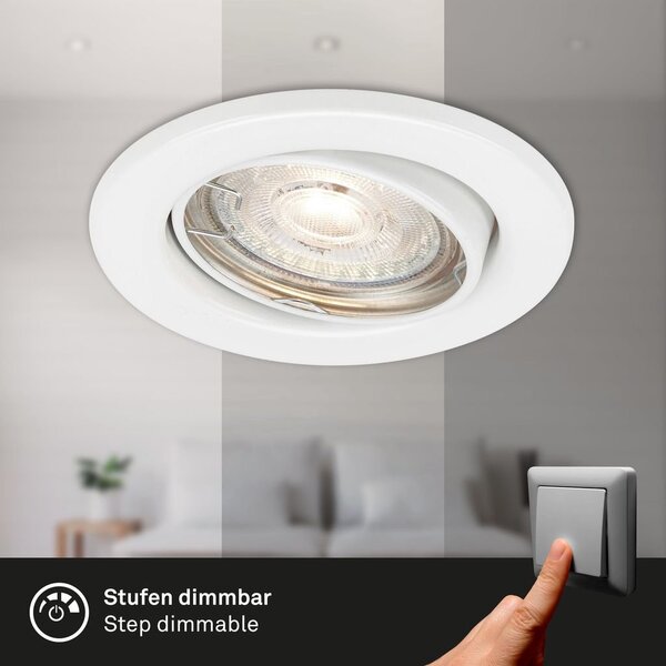BRILO 7050036 3ks sada LED vestavné svítidlo, pr. 8,6 cm, 5 W, bílé (starý kód: BRILO 7050-036) - BRILO
