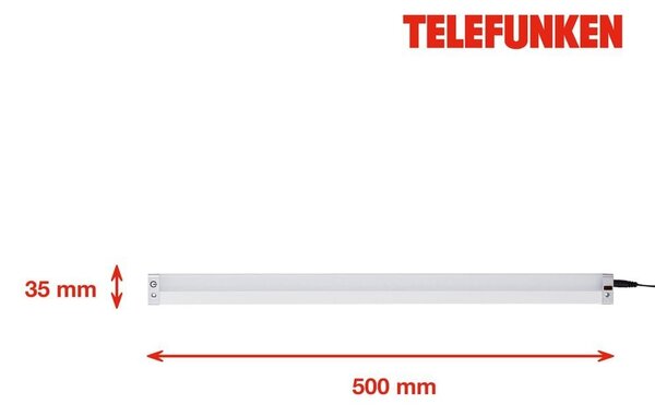 TF 202904TF TELEFUNKEN svítidlo pod skříňku s čidlem, 50 cm, 9 W, 700 lm, stříbrná - BRILONER