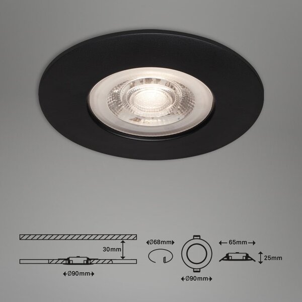BRI 7046035 3ks sada LED vestavné svítidlo, pr. 9 cm, 5 W, černá (starý kód: BRI 7046-035) - BRILONER
