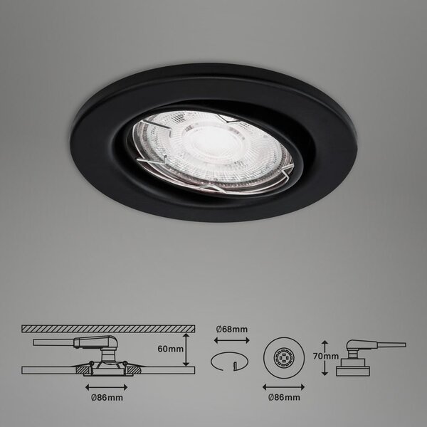 BRI 7147035 3ks LED vestavné svítidlo, pr. 8,6 cm, 5 W, černá (starý kód: BRI 7147-035) - BRILONER