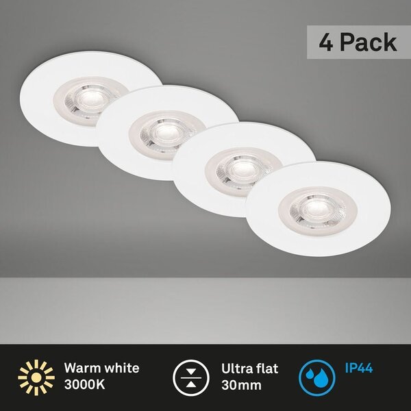 BRILO 7998-046 LED vestavná svítidla, pr.9 cm, 4x LED, 4,9 W, 480 lm, matná bílá - BRILO