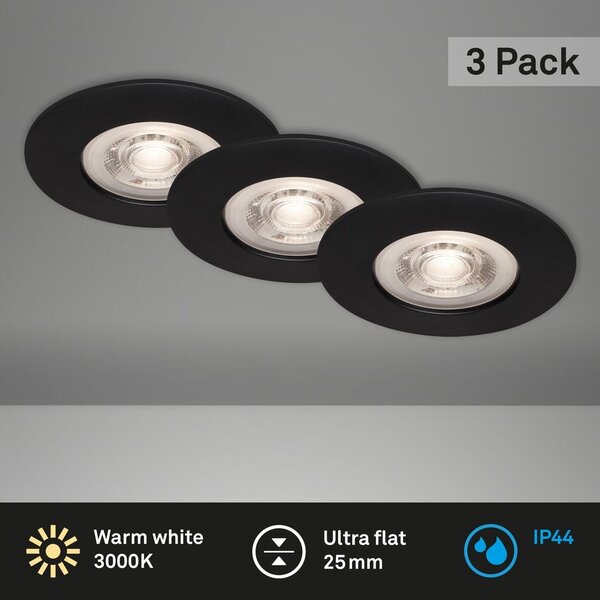 BRI 7046035 3ks sada LED vestavné svítidlo, pr. 9 cm, 5 W, černá (starý kód: BRI 7046-035) - BRILONER
