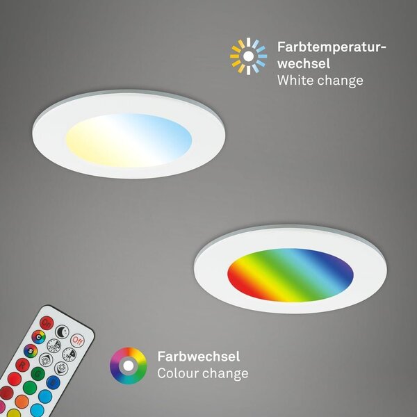 BRI 7035036 RGB-CCT LED vestavná svítidla sada, pr.9,2 cm, 3x LED, 4,8 W, 450 lm, bílé (starý kód: BRI 7035-036) - BRILONER