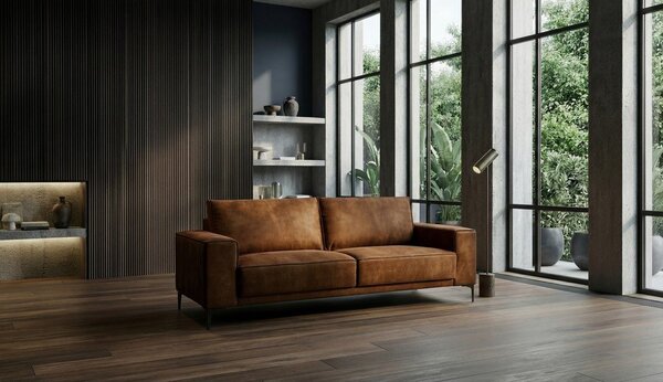 Koňakově hnědá pohovka z imitace kůže 224 cm Copenhagen – Scandic