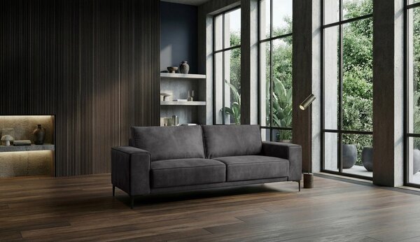 Antracitová pohovka z imitace kůže 224 cm Copenhagen – Scandic
