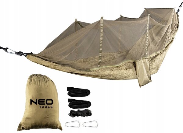 Houpací síť bez tyče Neo Tools zelená, nosnost 200 kg, 330 x 140 cm