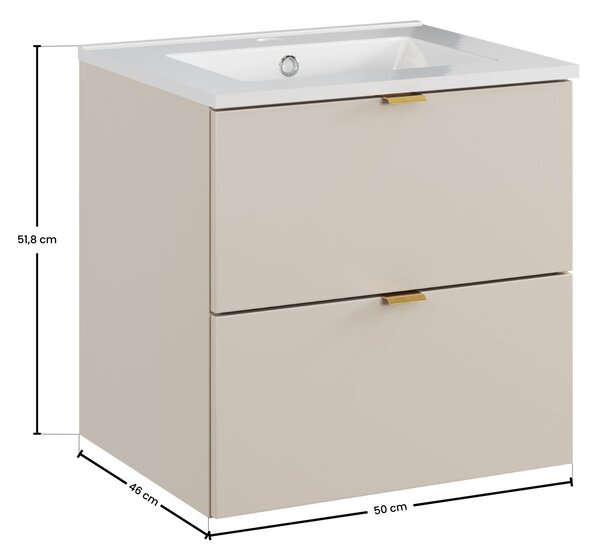 Comad Koupelnová skříňka s keramickým umyvadlem Dalia Cashmere 50 cm - kašmír