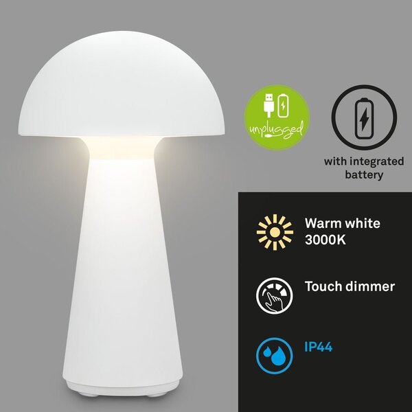 BRILO 7421016 LED nabíjecí stolní lampa 28 cm 2,6W 300lm bílé - BRILO
