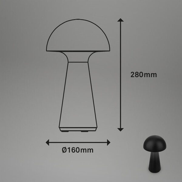 BRILO 7421015 LED nabíjecí stolní lampa 28 cm 2,6W 300lm černá - BRILO