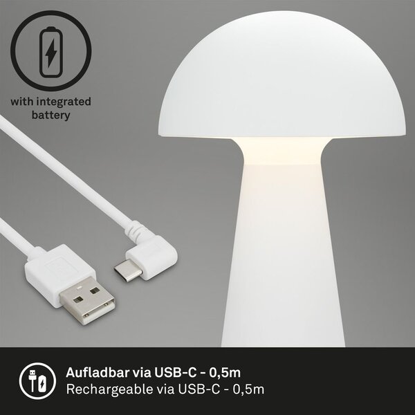 BRILO 7421016 LED nabíjecí stolní lampa 28 cm 2,6W 300lm bílé - BRILO