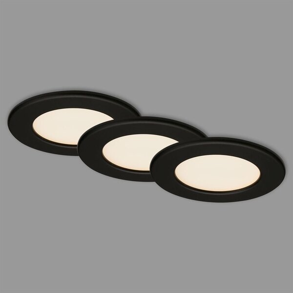 BRI 7053035 3ks sada LED vestavné svítidlo, pr. 11,5 cm, 6 W, 650 lm, černá (starý kód: BRI 7053-035) - BRILONER