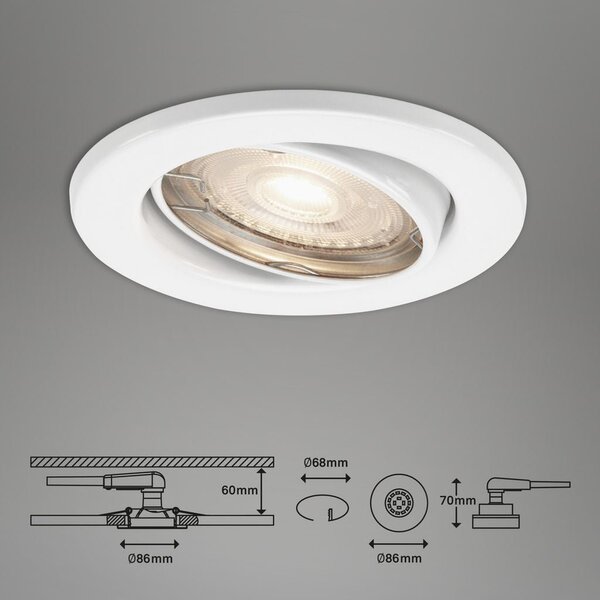 BRI 7147036 3ks LED vestavné svítidlo, pr. 8,6 cm, 5 W, bílé (starý kód: BRI 7147-036) - BRILONER