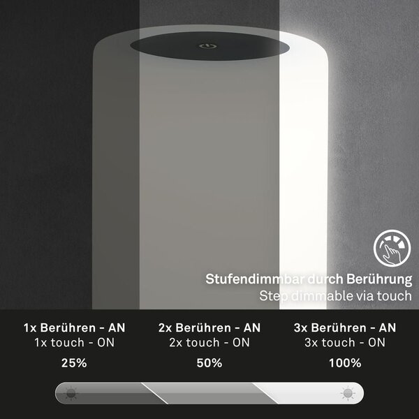 BRILO 7448015 LED bateriové stolní svítidlo pr.12,5 cm, LED modul, 3W, 350 lm, černá (starý kód: BRILO 7448-015) - BRILO