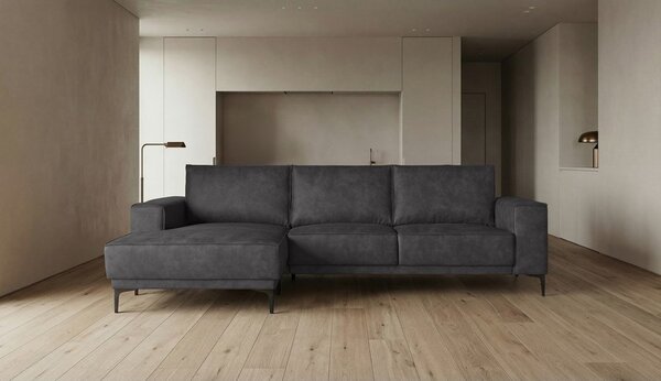 Antracitová rohová pohovka z imitace kůže (levý roh) Copenhagen – Scandic