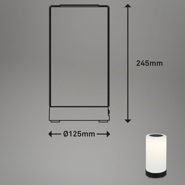 BRILO 7448015 LED bateriové stolní svítidlo pr.12,5 cm, LED modul, 3W, 350 lm, černá (starý kód: BRILO 7448-015) - BRILO