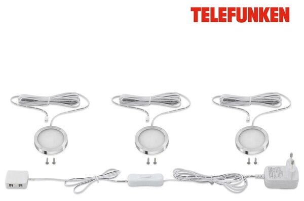 TF 205009TF TELEFUNKEN 3ks sada skříňkové svítidlo, pr. 6 cm, 1,8 W, 170 lm, hliník - BRILONER