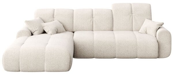 Devichy Béžová bouclé rozkládací pohovka Tous 290 cm, levá