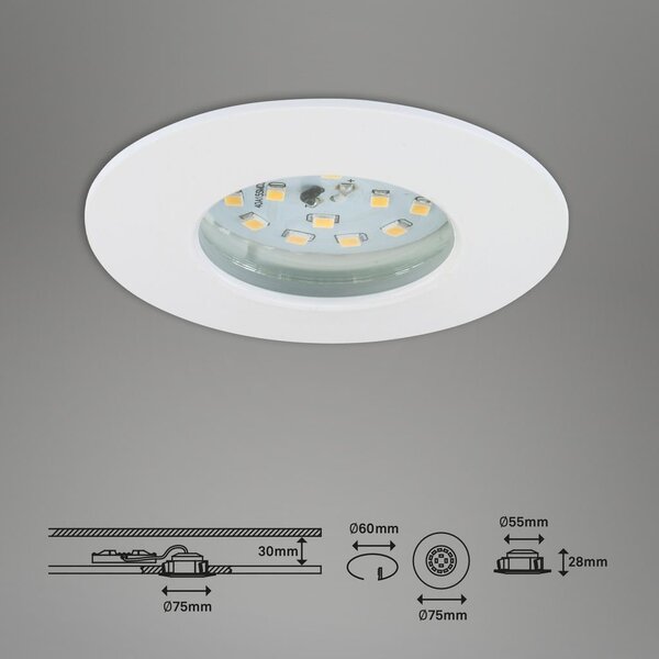 BRI 7204036 3ks sada LED vestavné svítidlo, pr. 7,5 cm, bílé (starý kód: BRI 7204-036) - BRILONER