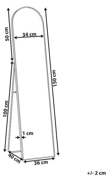 Stojací zrcadlo BAGNOLET 150 cm Kov Stříbrná