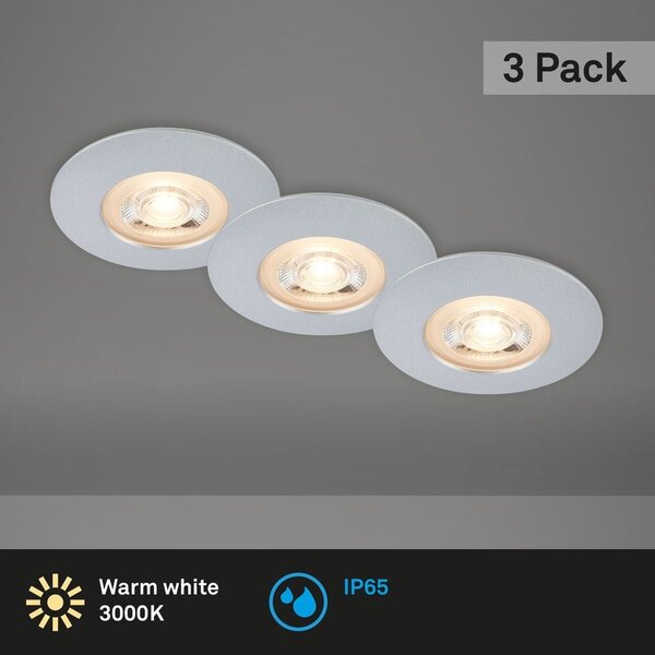 BRI 7044034 LED vestavná svítidla, pr.9 cm, 3x LED, 5 W, 480 lm, matný chrom (starý kód: BRI 7044-034) - BRILONER