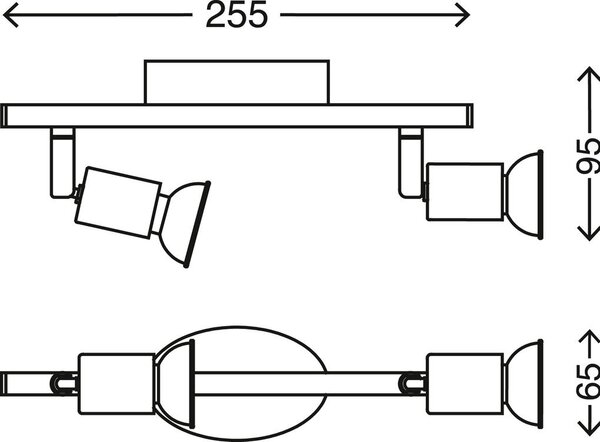 BRI 2767026 Bodové svítidlo 25,5 cm 2xGU10 6W 500lm bílé (starý kód: BRI 2767-026) - BRILONER