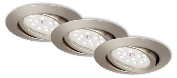 BRI 7172032 3ks sada LED vestavné svítidlo, pr. 8,2 cm, 3,5 W, matný nikl (starý kód: BRI 7172-032) - BRILONER