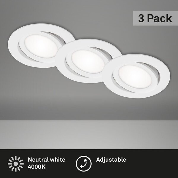 BRI 7114436 3ks sada LED vestavné svítidlo, pr. 10,6 cm, 7 W, bílé (starý kód: BRI 7114-436) - BRILONER