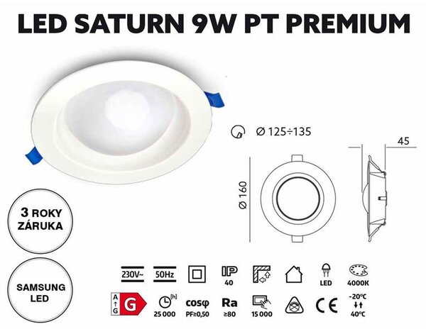 Svítidlo LED SATURN 9W 4000K PREMIUM