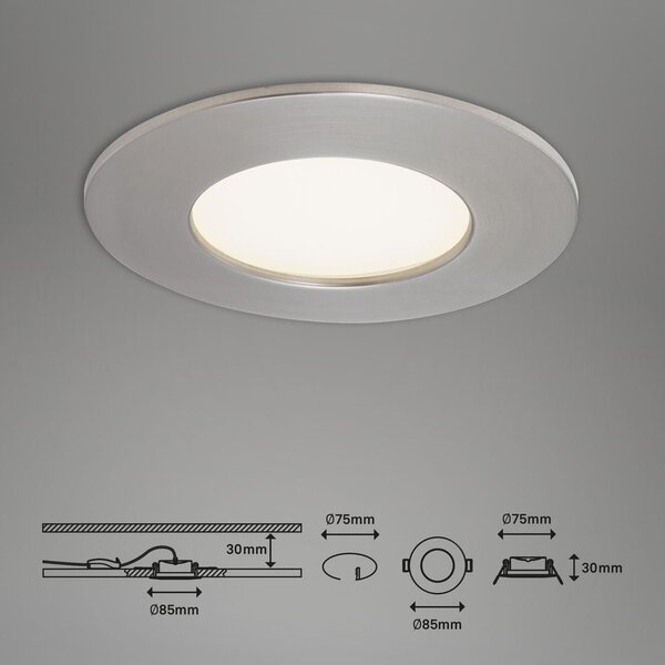 BRI 7282032 3ks sada LED vestavné svítidlo, pr. 8,5 cm, 4,8 W, matný nikl (starý kód: BRI 7282-032) - BRILONER