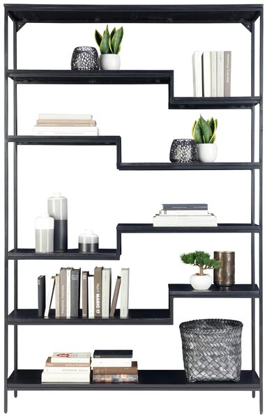 REGÁL, černá, železo, 120/190/30 cm Ambia Home - Knihovny