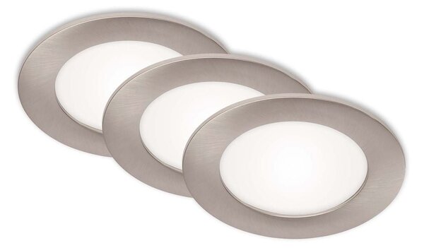 BRI 7115432 3ks sada LED vestavné svítidlo, pr. 12 cm, 7 W, matný nikl (starý kód: BRI 7115-432) - BRILONER