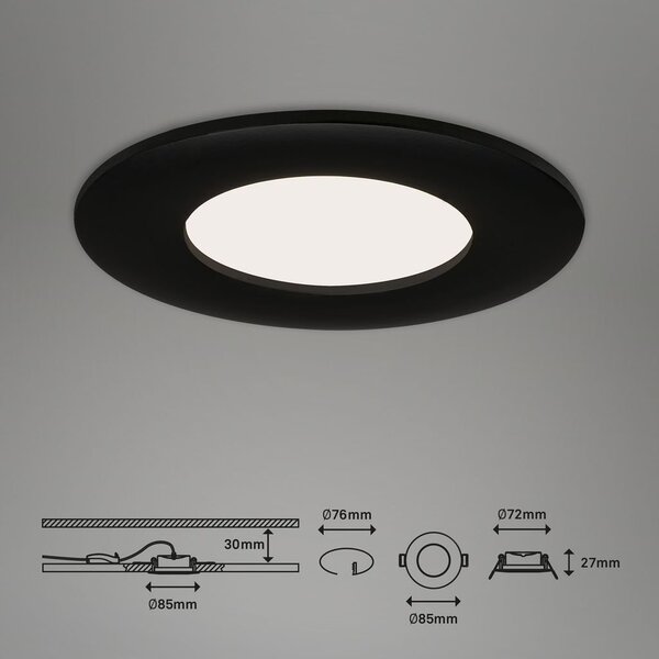 BRI 7113435 3ks sada LED vestavné svítidlo, pr. 8,5 cm, 5 W, 450 lm, černá (starý kód: BRI 7113-435) - BRILONER
