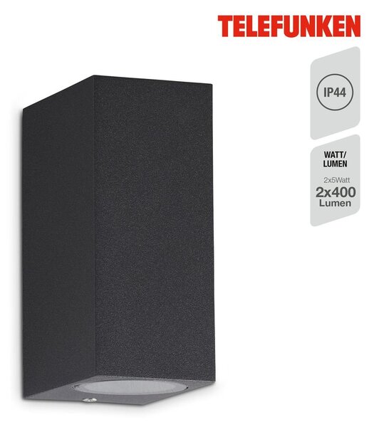 TF 307005TF TELEFUNKEN venkovní svítidlo 15,1 cm 2xGU10 5W 400lm antracit - BRILONER