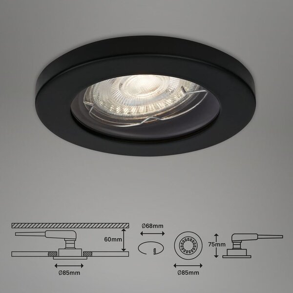 BRI 7181035 3ks sada LED vestavné svítidlo, pr. 8,5 cm, 5 W, 400 lm, černá (starý kód: BRI 7181-035) - BRILONER