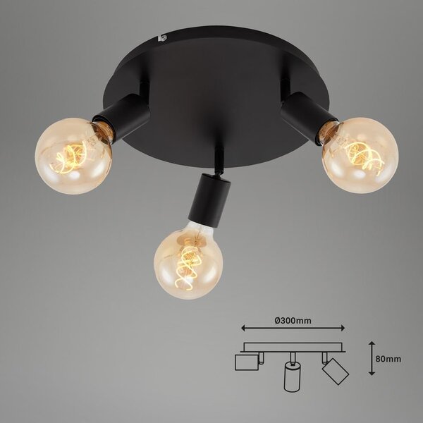 BRI 2868035 Bodové svítidlo pr. 30 cm 3x E27 60W černá (starý kód: BRI 2868-035) - BRILONER