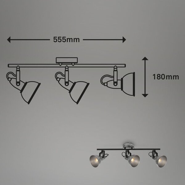 BRILO 2049034 Bodové svítidlo pr. 10 cm 3x E14 max. 40W antická stříbrná (starý kód: BRILO 2049-034) - BRILO