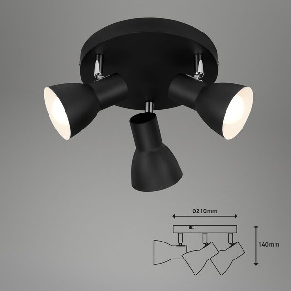 BRI 2860035 Bodové svítidlo pr. 21 cm 3x E14 25W černá (starý kód: BRI 2860-035) - BRILONER