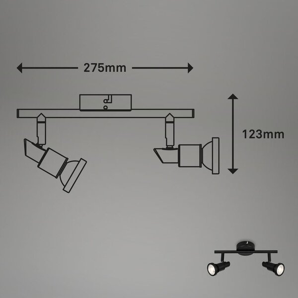 BRI 2992025 LED bodové svítidlo 27,5 cm 2xGU10 4,8W 400lm černá (starý kód: BRI 2992-025) - BRILONER