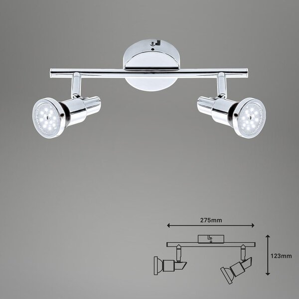BRI 2992028 LED bodové svítidlo 27,5 cm 2xGU10 9,6W 800lm chrom (starý kód: BRI 2992-028) - BRILONER
